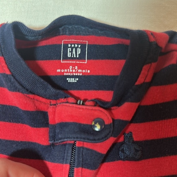 GAP Baby - Navy and Red Striped Footie Sleeper - Picture 3 of 3